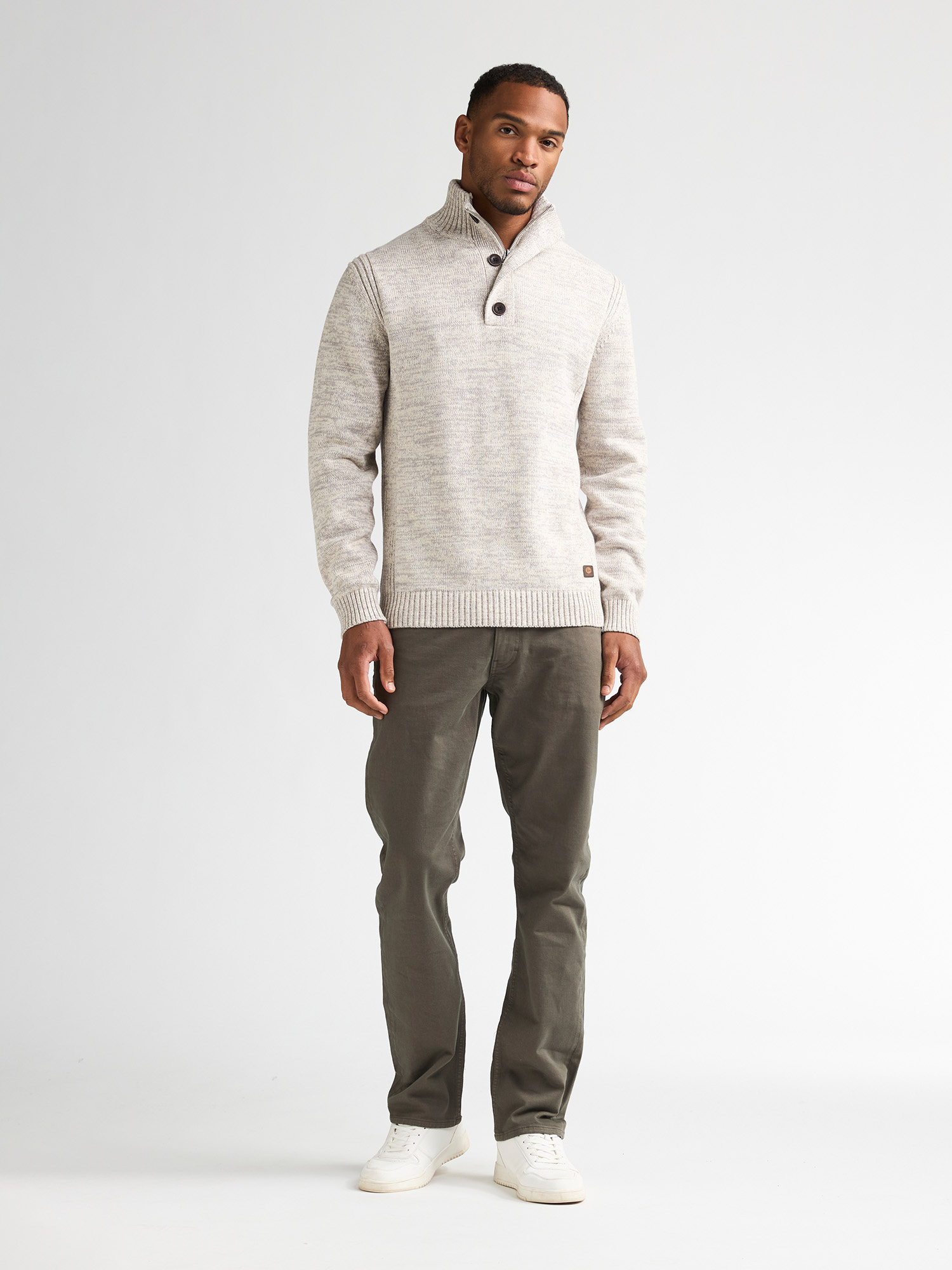M-ROS-KWC206 Men Knit Neck Pullover (0009 Light Grey)