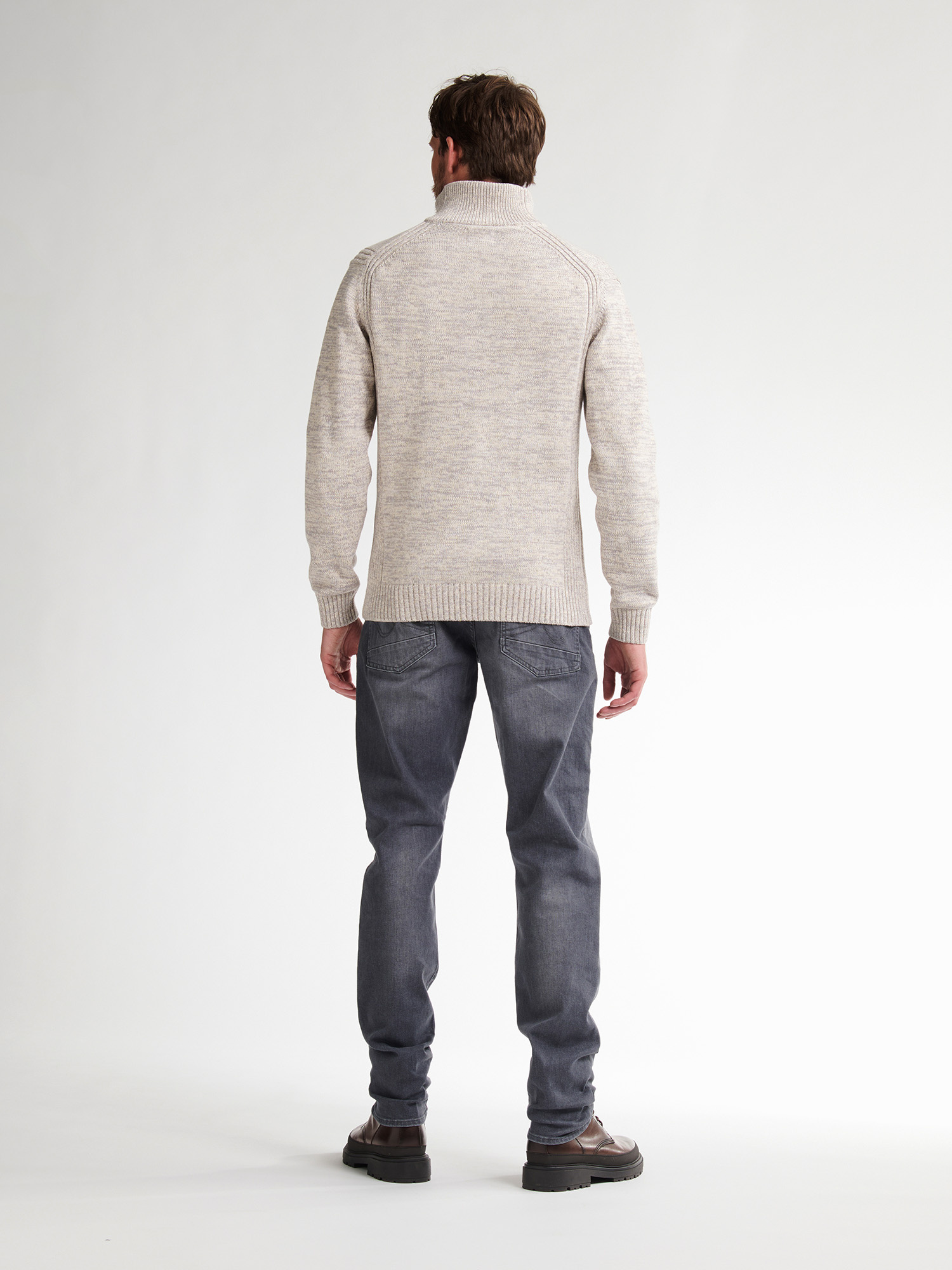 M-ROS-KWC206 Men Knit Neck Pullover (0009 Light Grey)