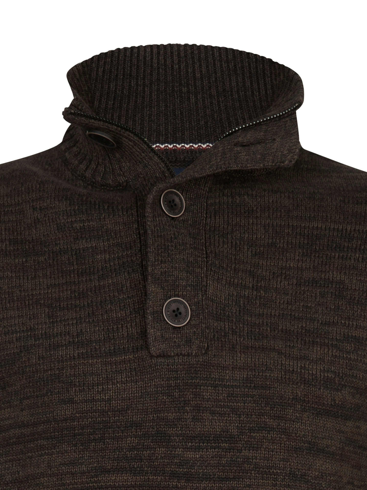 M-ROS-KWC206 Men Knit Neck Pullover (7156 Dark Brown)