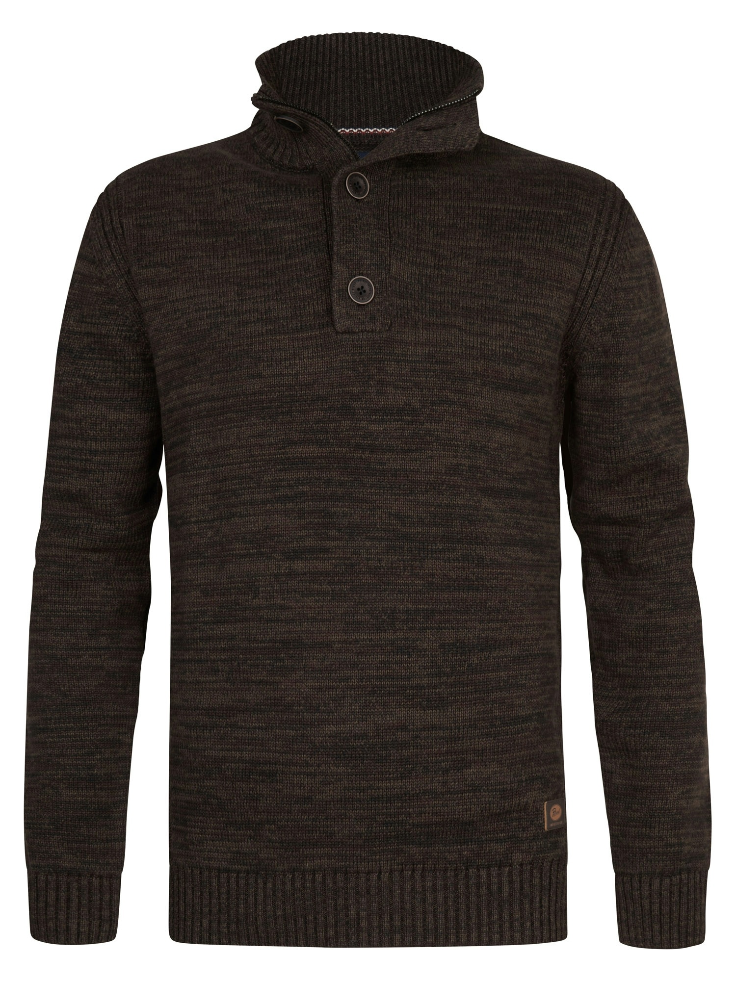M-ROS-KWC206 Men Knit Neck Pullover (7156 Dark Brown)