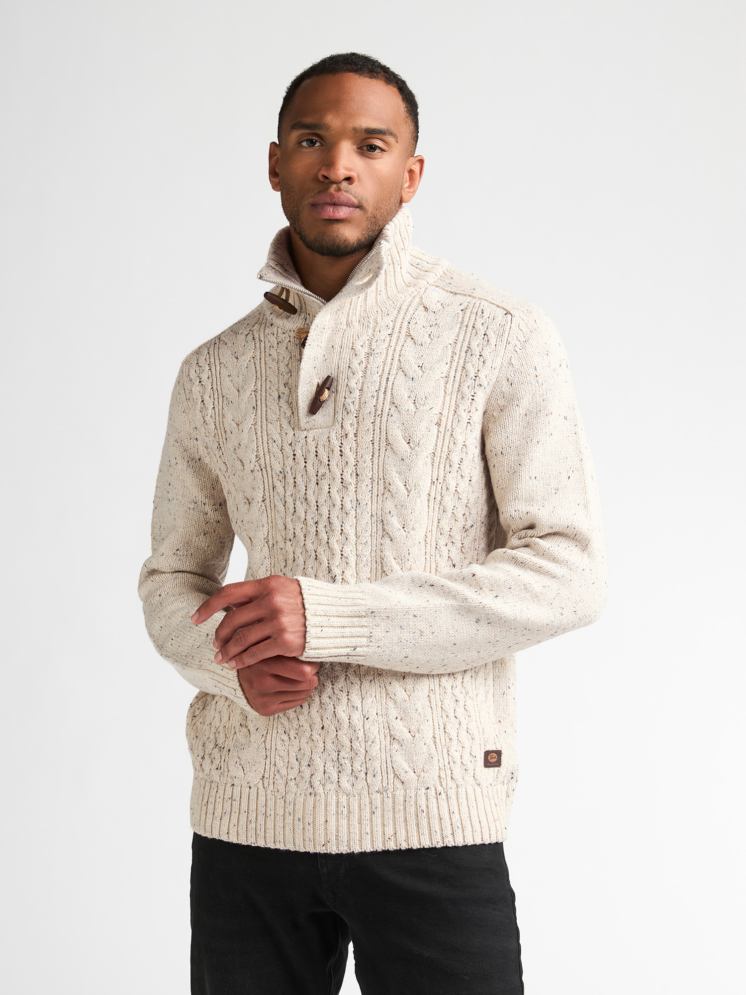 M-3060-KWC211 Men Knit Collar Pullover (0009 Cream )