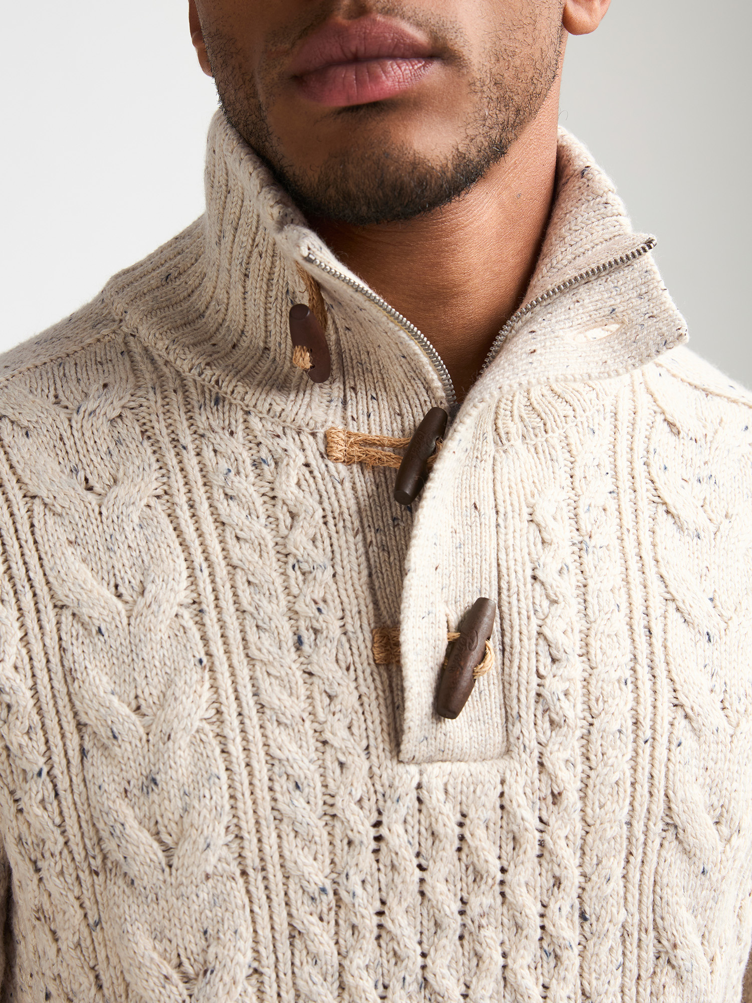 M-3060-KWC211 Men Knit Collar Pullover (0009 Cream )