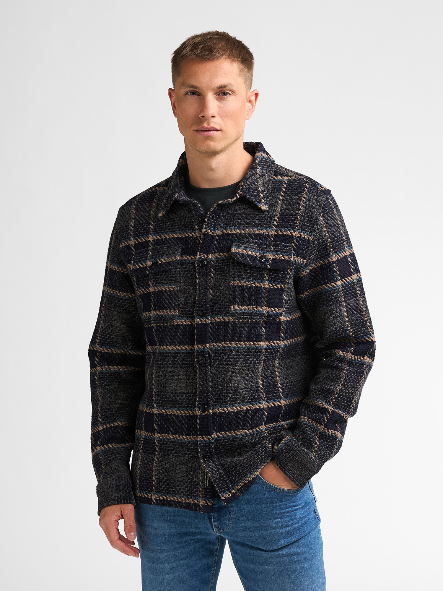 M-3060-SIL405 Men Overshirt (6174 Navy)