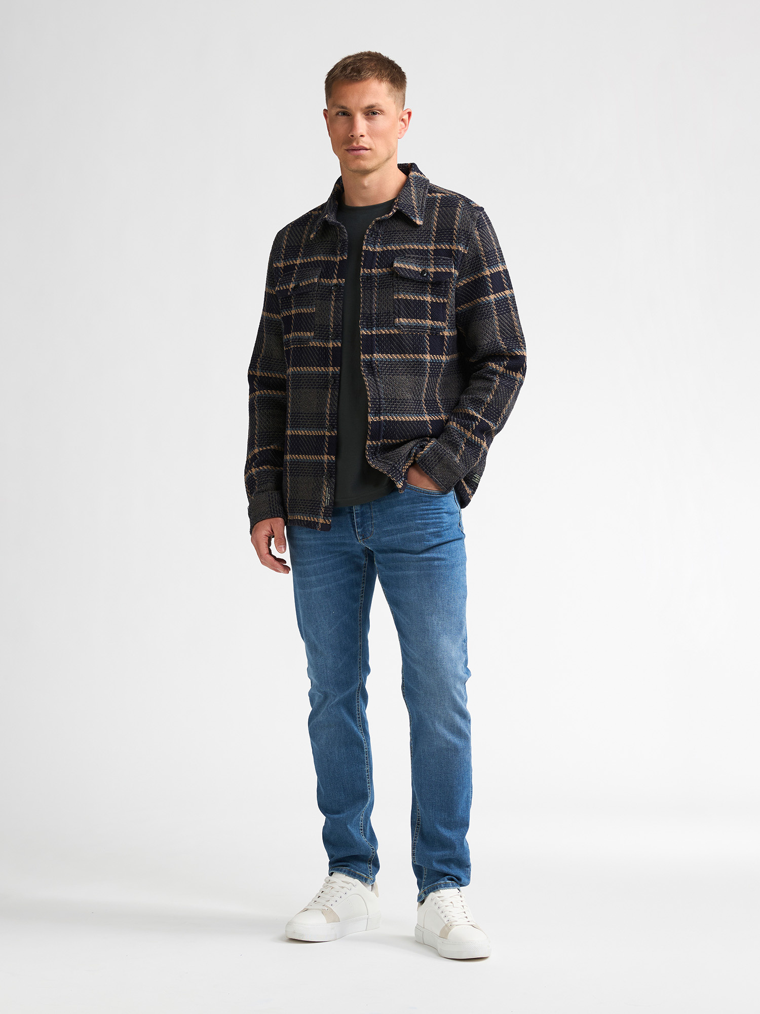 M-3060-SIL405 Men Overshirt (6174 Navy)