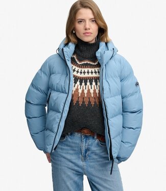 Superdry HOODED SPORTS PUFFER JACKET (Washed Denim Blue)