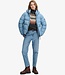 HOODED SPORTS PUFFER JACKET (Washed Denim Blue)
