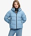 HOODED SPORTS PUFFER JACKET (Washed Denim Blue)