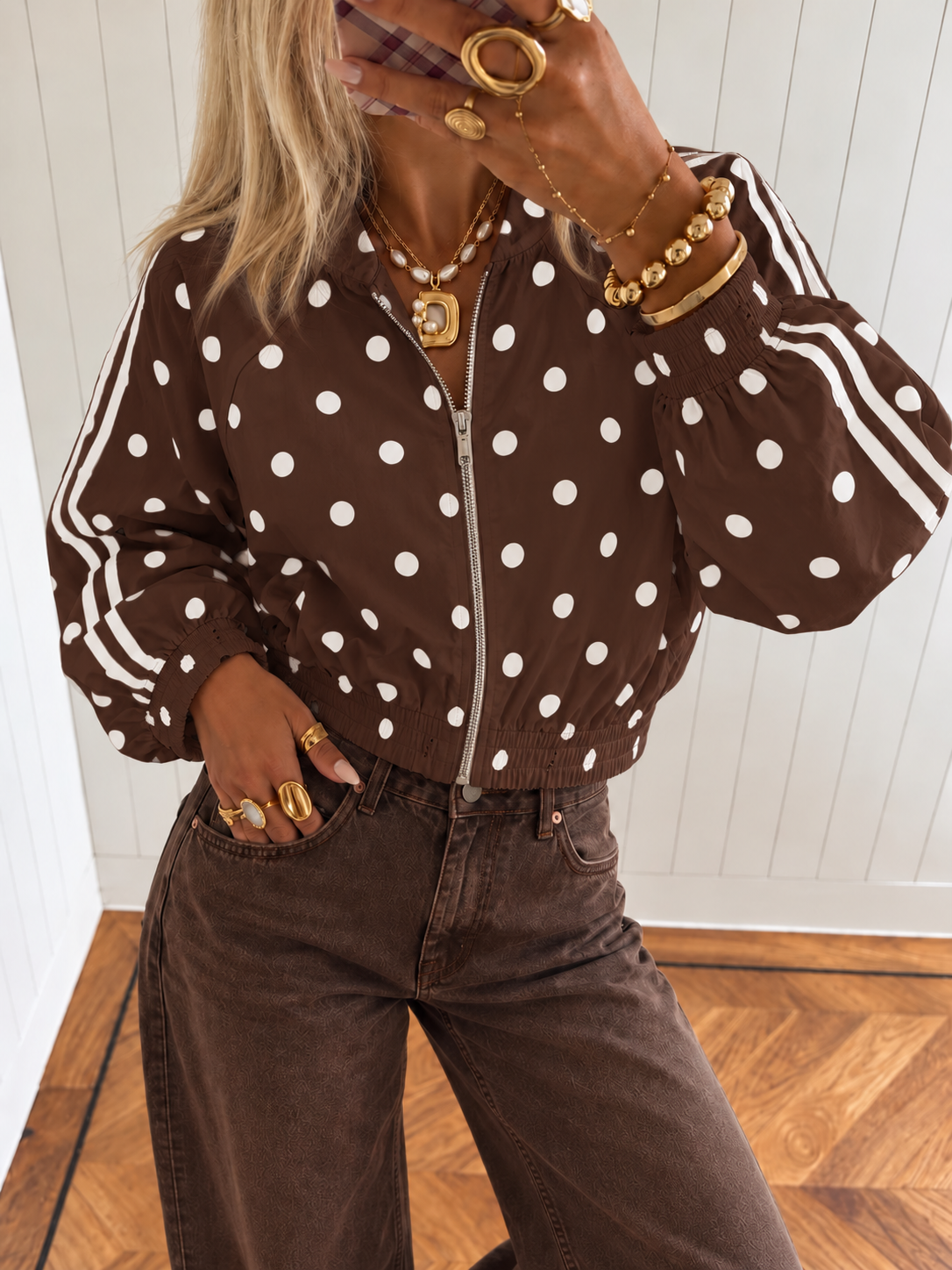 LISA Polka Dots Vest (Brown/White)