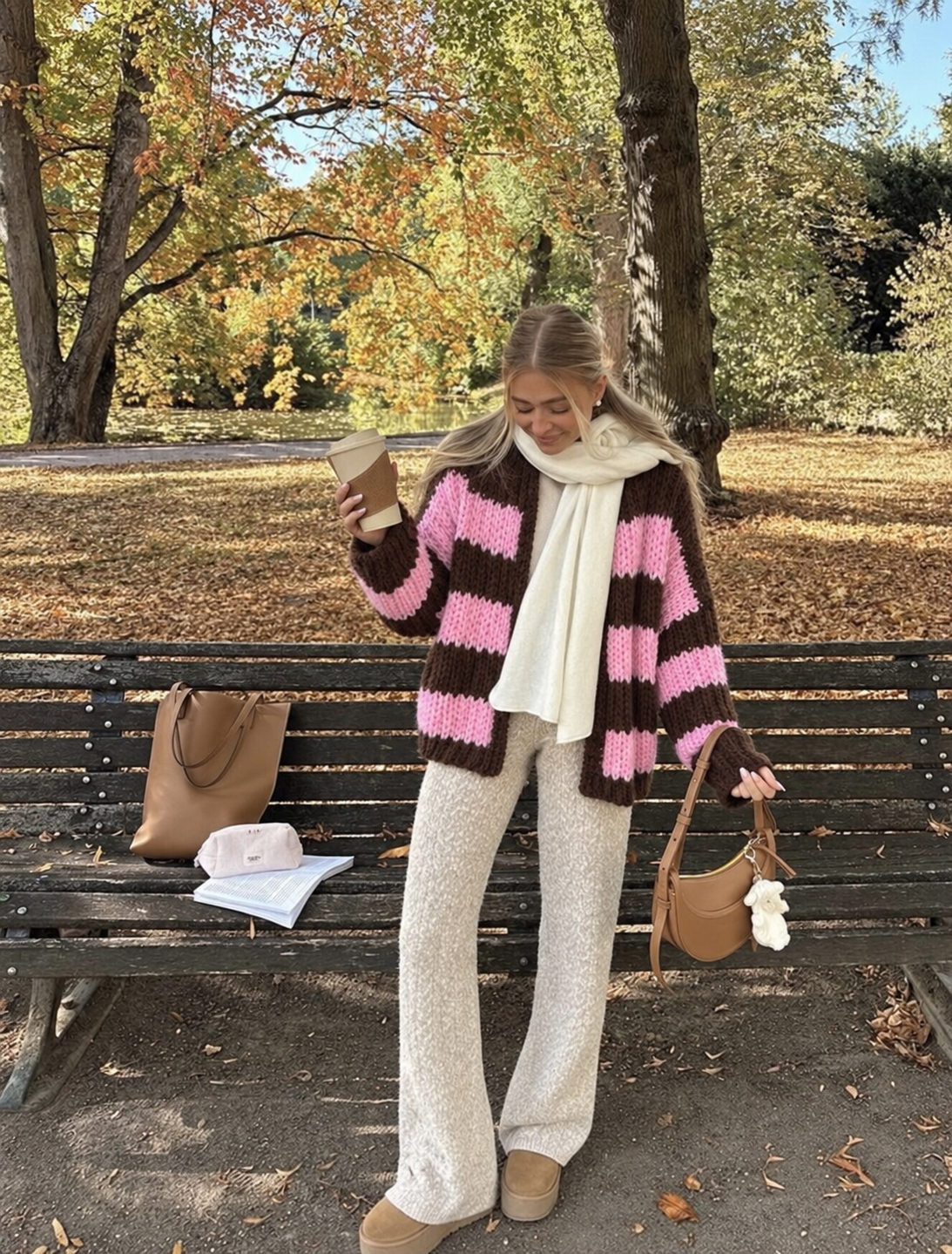 CORA Knit Vest (Pink/Brown)