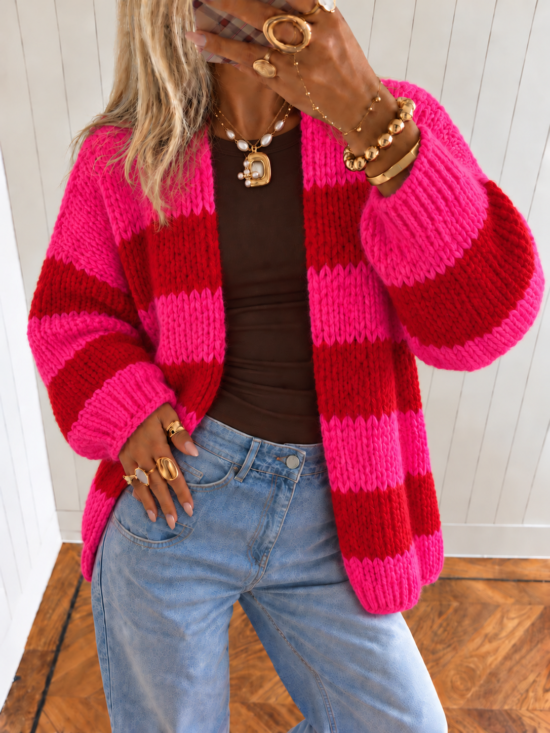 CORA Knit Vest (Neon Pink/Red)