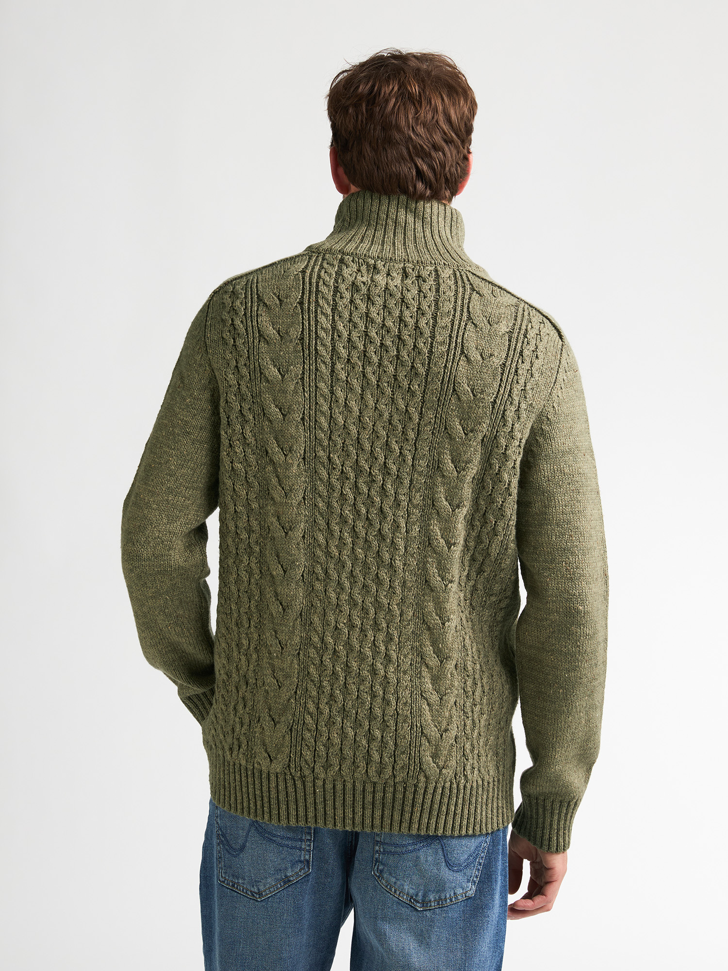 M-3060-KWC211 Men Knit Collar Pullover (6174 Green)