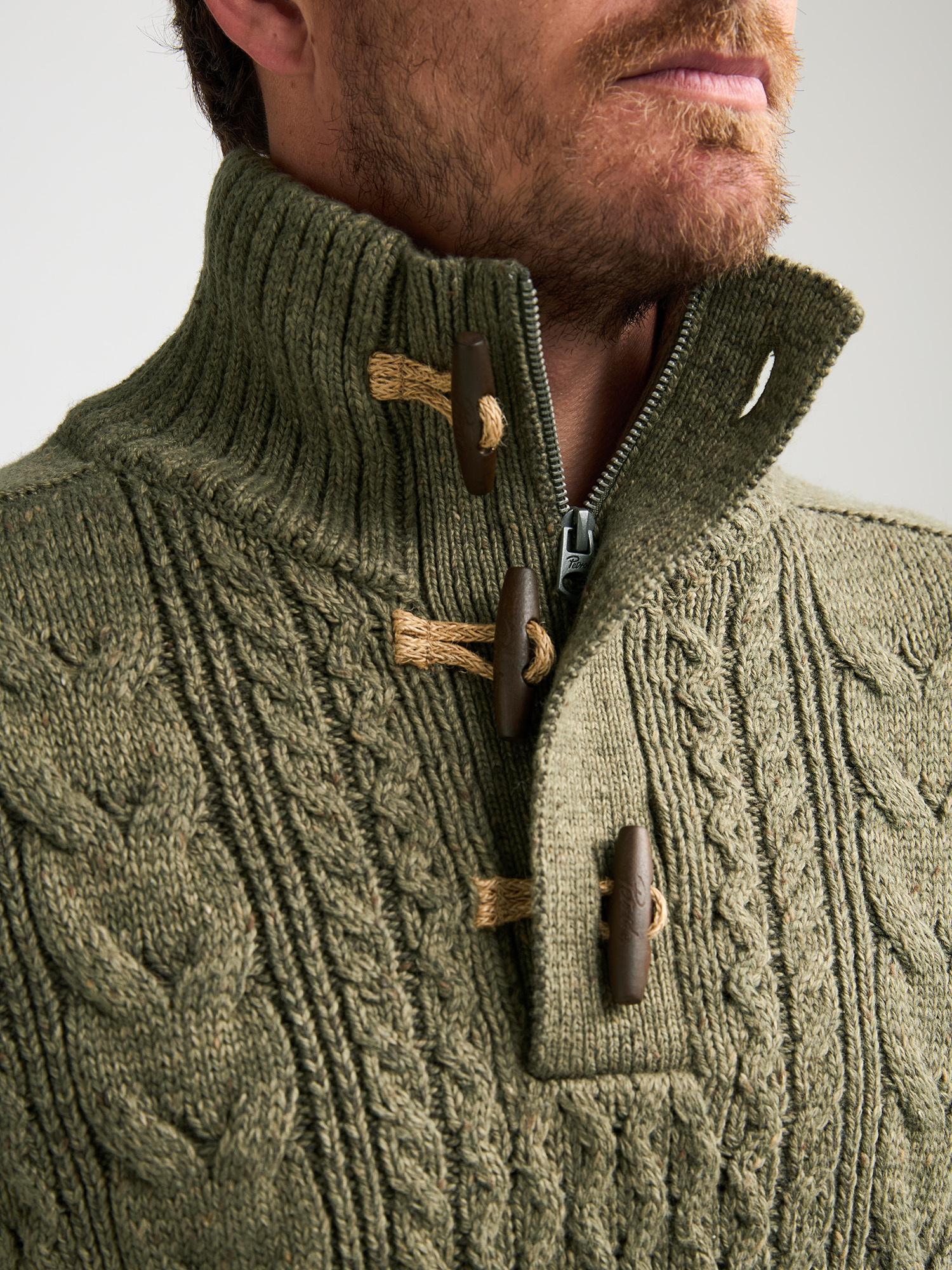 M-3060-KWC211 Men Knit Collar Pullover (6174 Green)