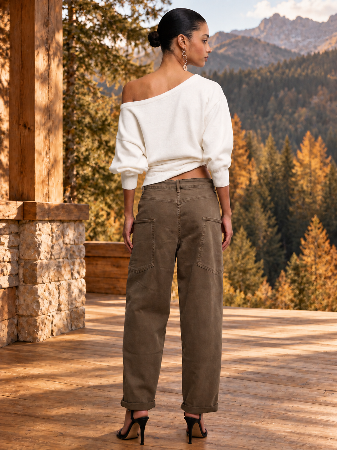 AUDREY Cargo Ballon Fit Jeans (Beige Denim)