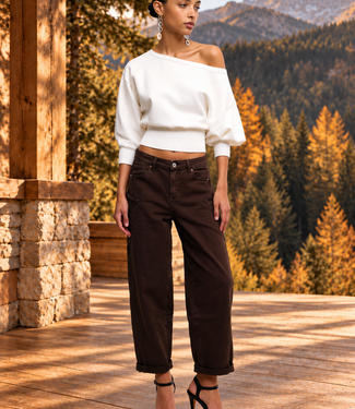 AUDREY Cargo Ballon Fit Jeans (Brown Denim)