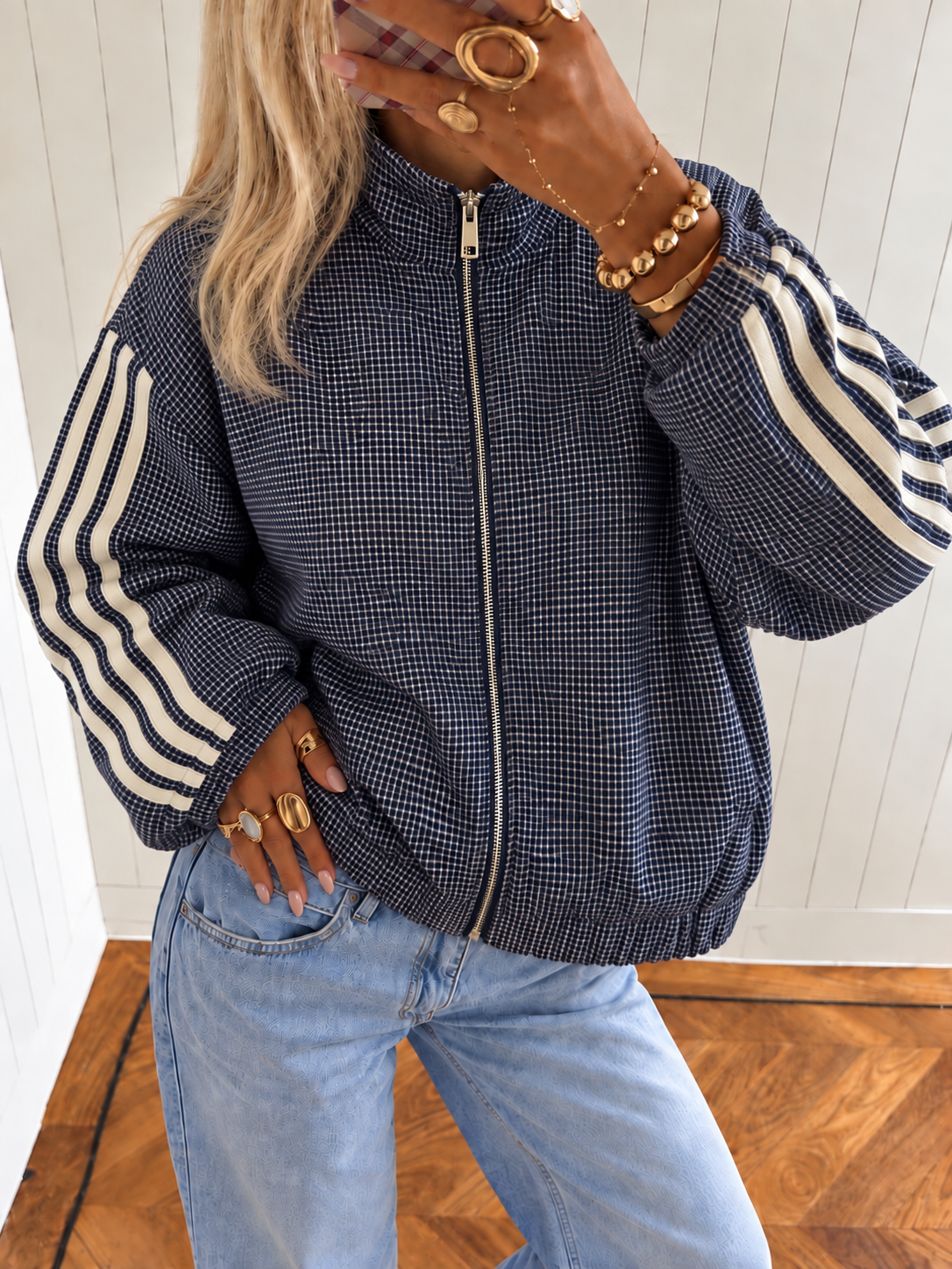JULLIETE Check Jacket (Navy)