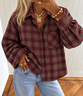 STELLA Glitter Check Blouse (Bordeaux)