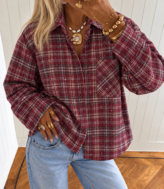 ETOILE Glitter Check Blouse (Bordeaux)