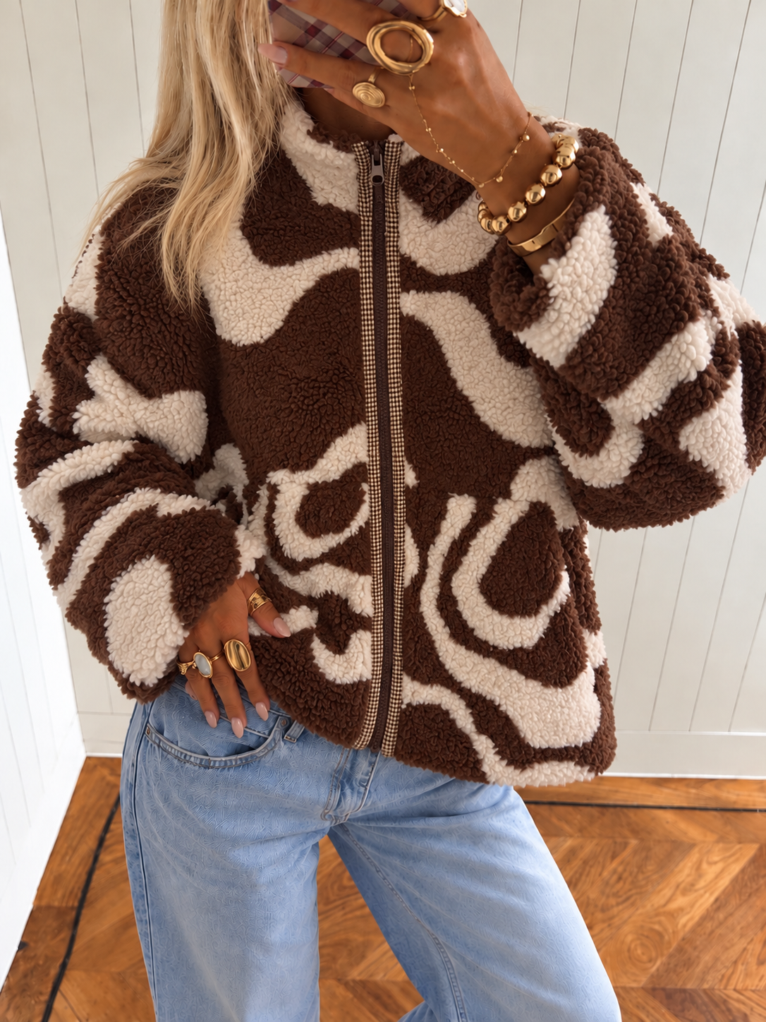 LIRA Teddy Jacket (Brown/Beige)