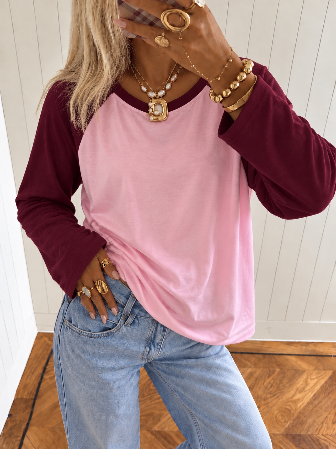 CHARLIE Longsleeve (Bordeaux/Pink)