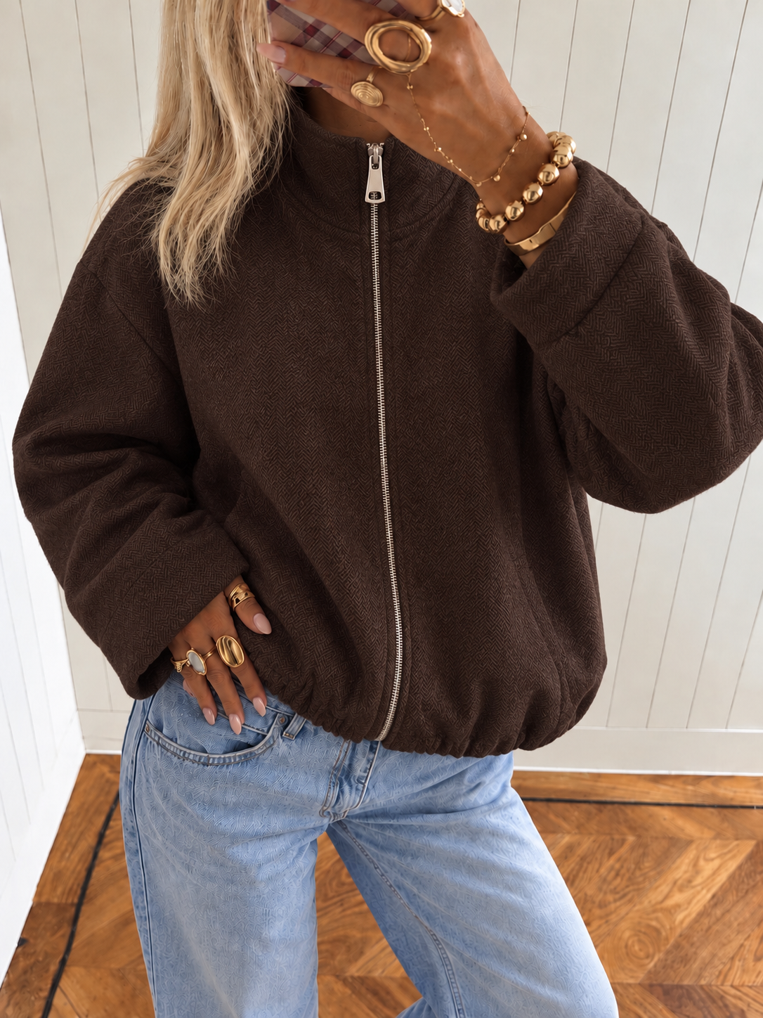 ANNA  Zip Jacket (Brown)