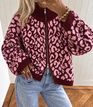 YARA Leopard Vest (Bordeaux/Pink)