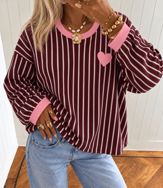 LOVE Stripes Sweater (Bordeaux/Pink
