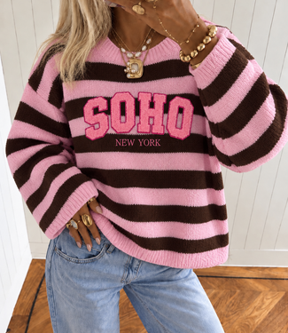 SOHO Stripes Pullover (Pink/Brown)