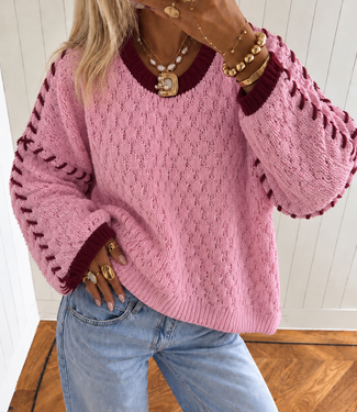 CHAY Knit Pullover (Pink/Bordeaux)