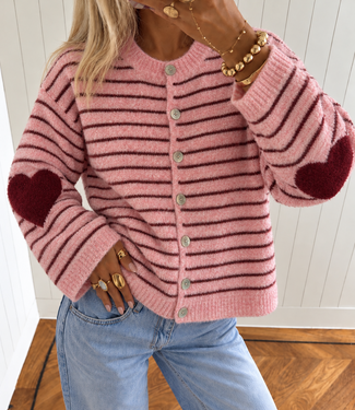 NIRA Stripes Vest (Pink/Bordeaux)