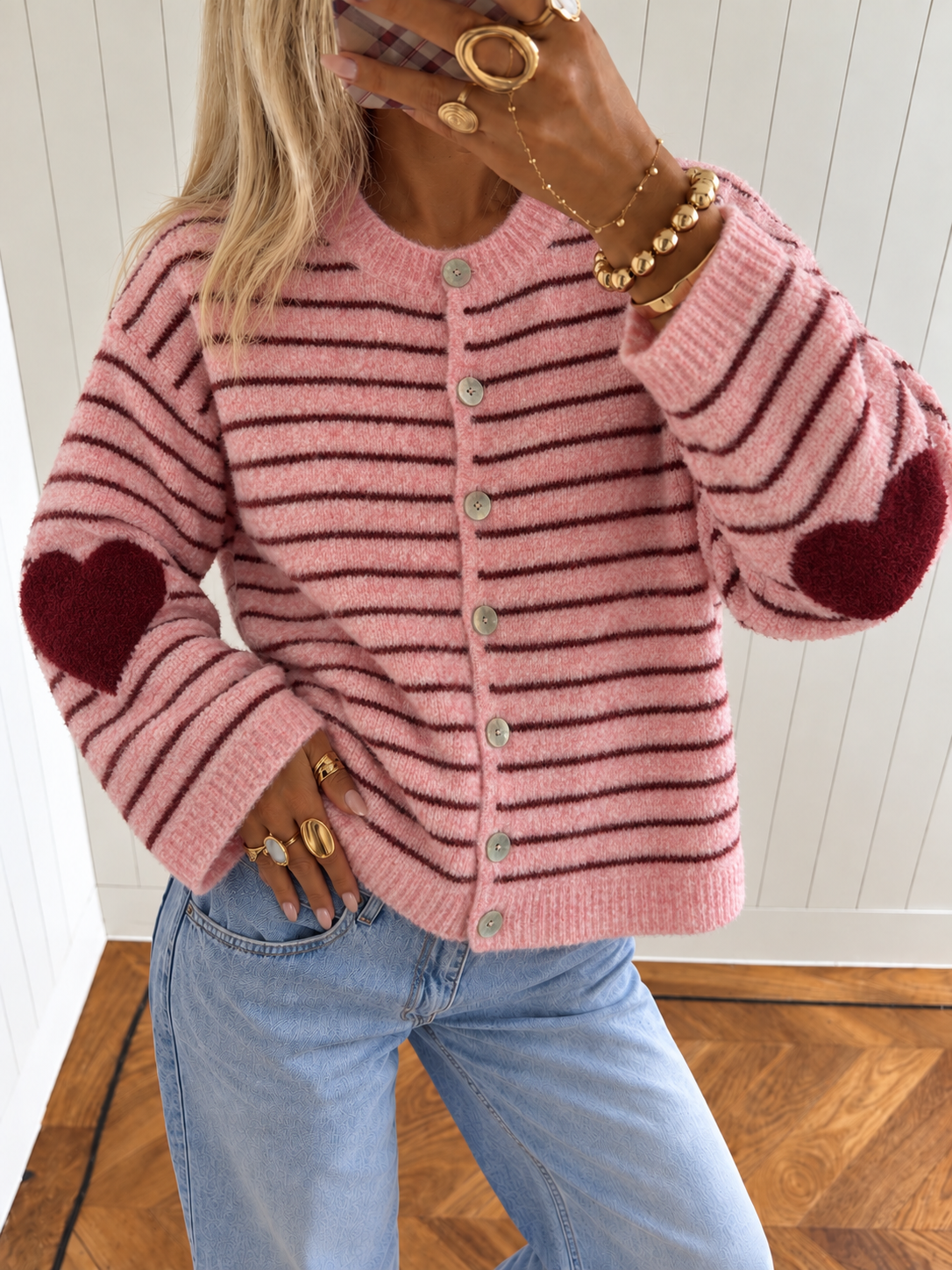 NIRA Stripes Vest (Pink/Bordeaux)