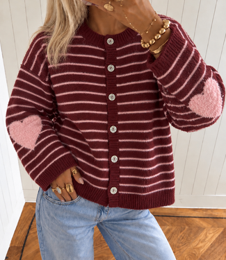 NIRA Stripes Vest (Bordeaux/Pink)