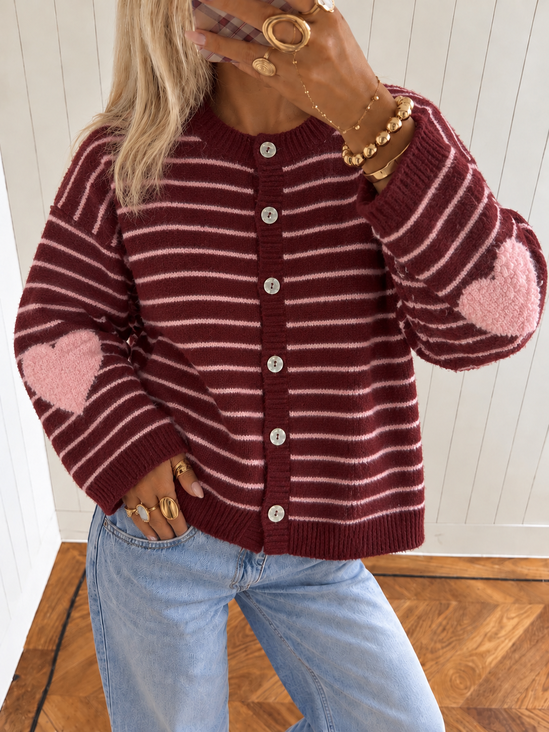 NIRA Stripes Vest (Bordeaux/Pink)