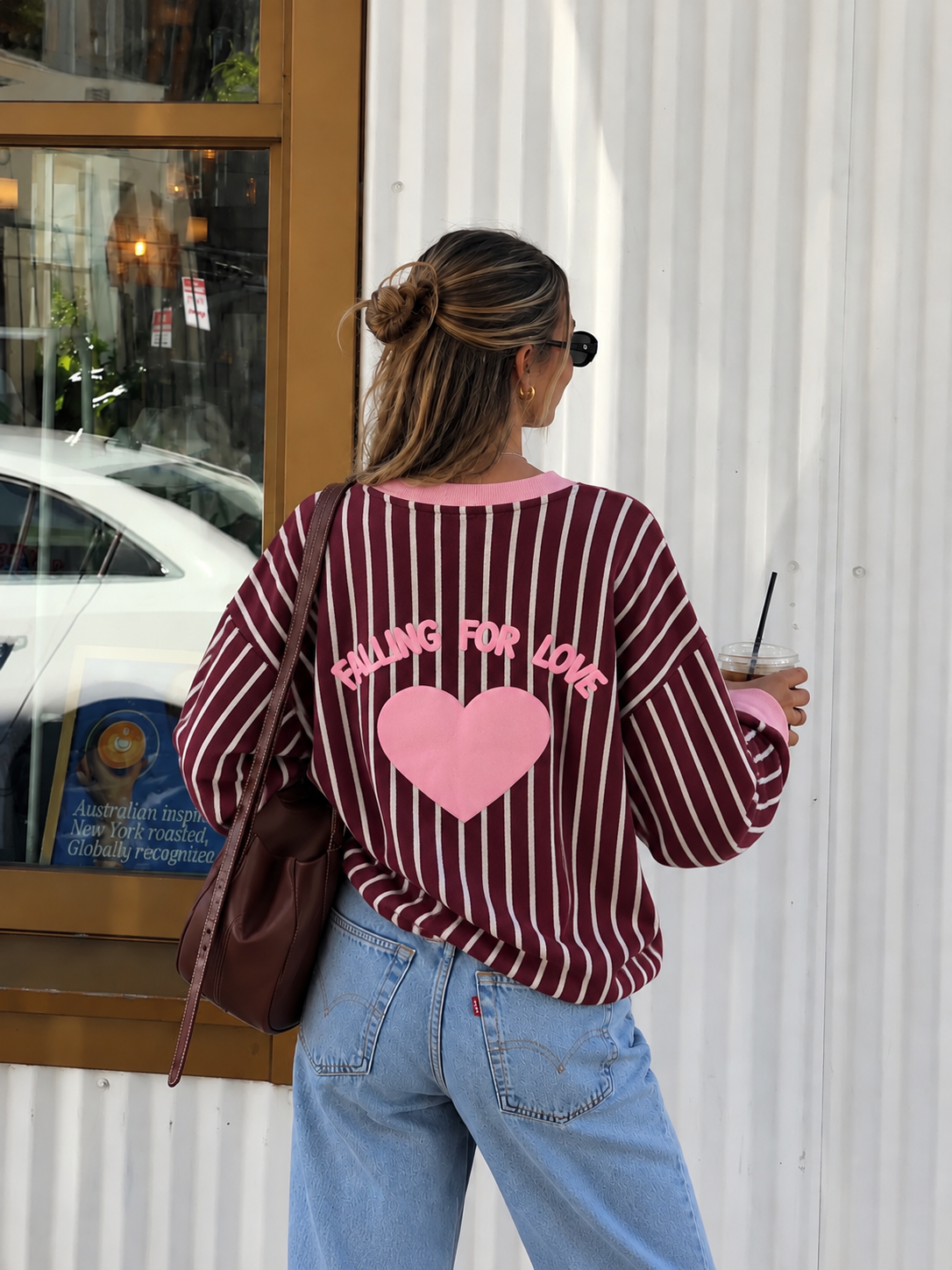 LOVE Stripes Sweater (Bordeaux/Pink