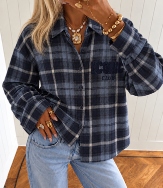 ICONIC CLUB Check Blouse (Navy)