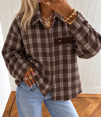 ICONIC CLUB Check Blouse (Brown)