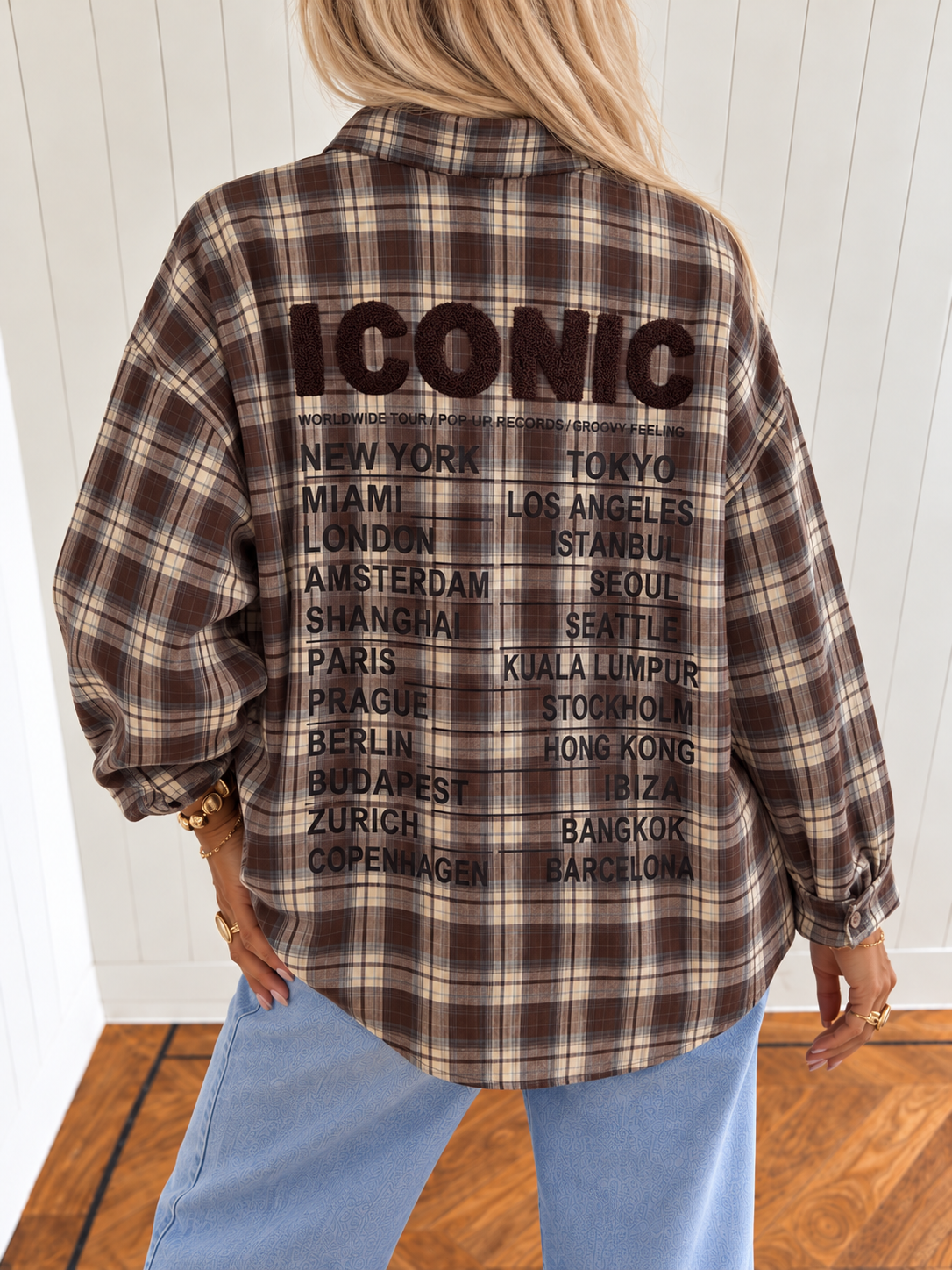 ICONIC Check Blouse (Brown)