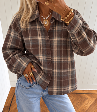 NEW YORK Check Blouse (Brown)