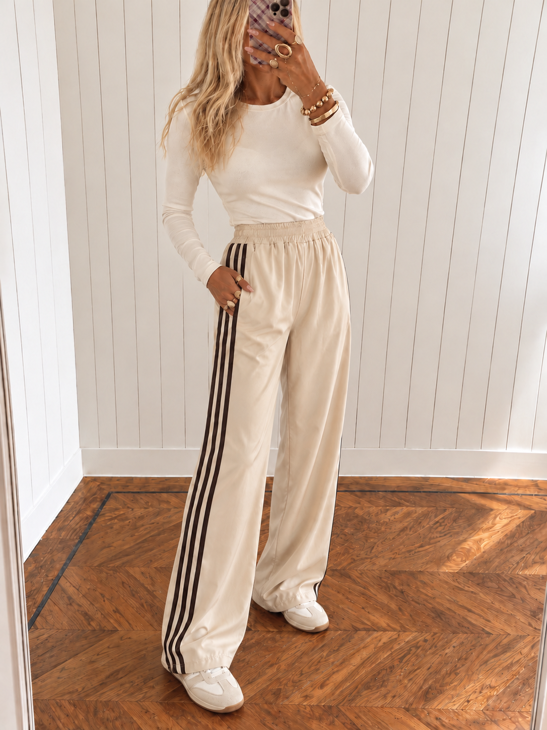 JOY Stripes Balloon Pants (Beige)