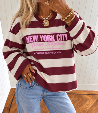 NEW YORK Stripes Sweater (Bordeaux/Offwhite)