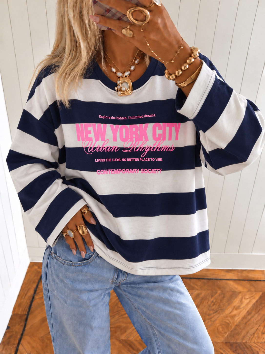 NEW YORK Stripes Sweater (Navy/Offwhite)