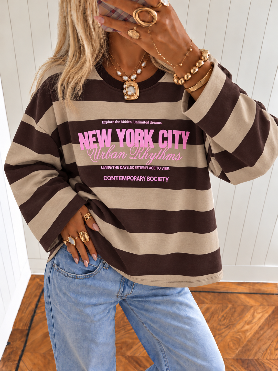 NEW YORK Stripes Sweater (Brown/Beige)