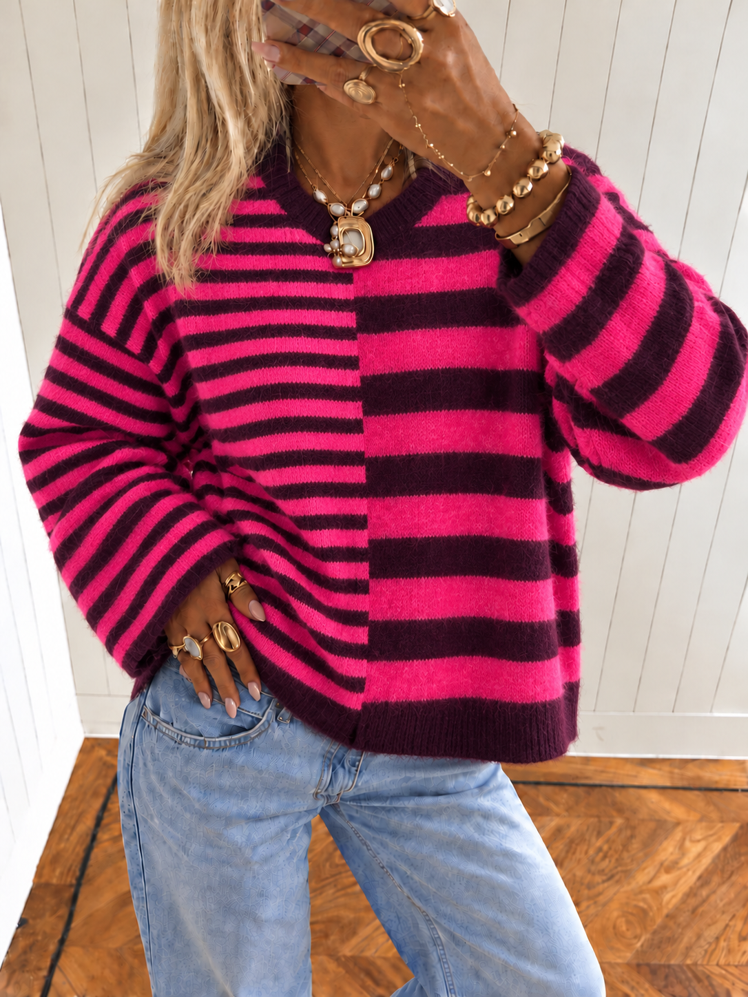 NINA Stripes Pullover (Purple/Pink)
