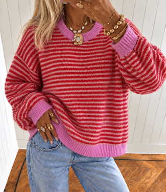 NANA Stripes Pullover (Red/Pink)