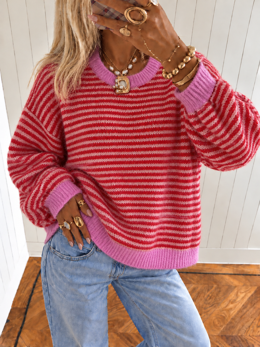 NANA Stripes Pullover (Red/Pink)