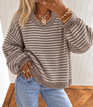 NANA Stripes Pullover (Taupe/Beige)