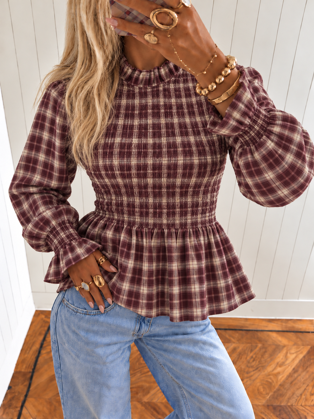 MIRA Check Top (Bordeaux)