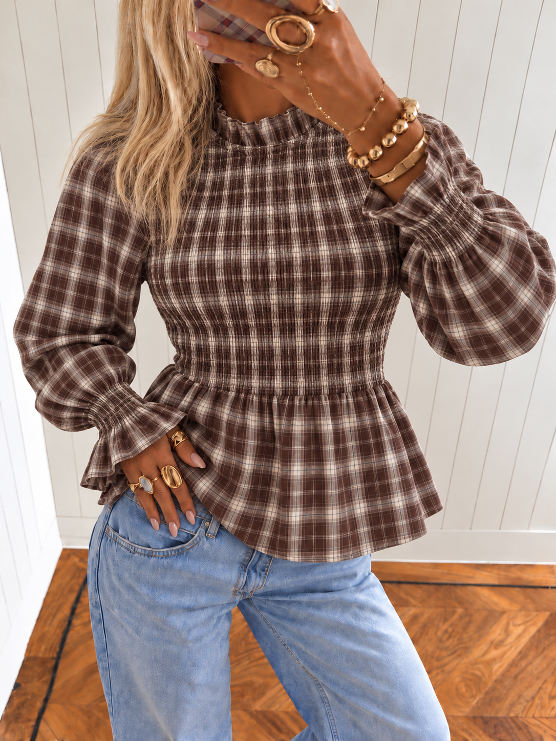 MIRA Check Top (Brown)