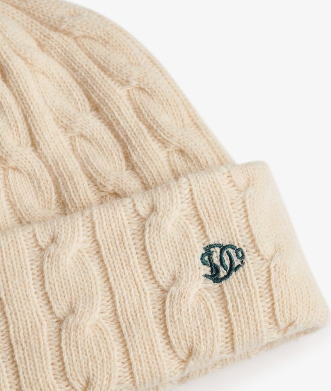 PREMIUM CABLE KNIT BEANIE HAT (NATURAL CREAM)