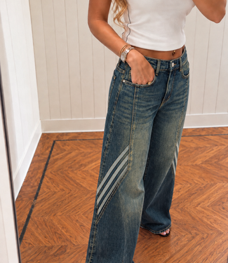 KIKI Stripes Ballon Fit (Blue Denim Washed)