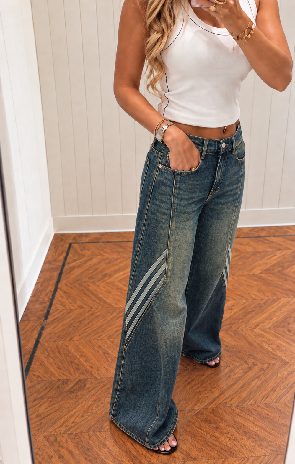 KIKI Stripes Ballon Fit (Blue Denim Washed)